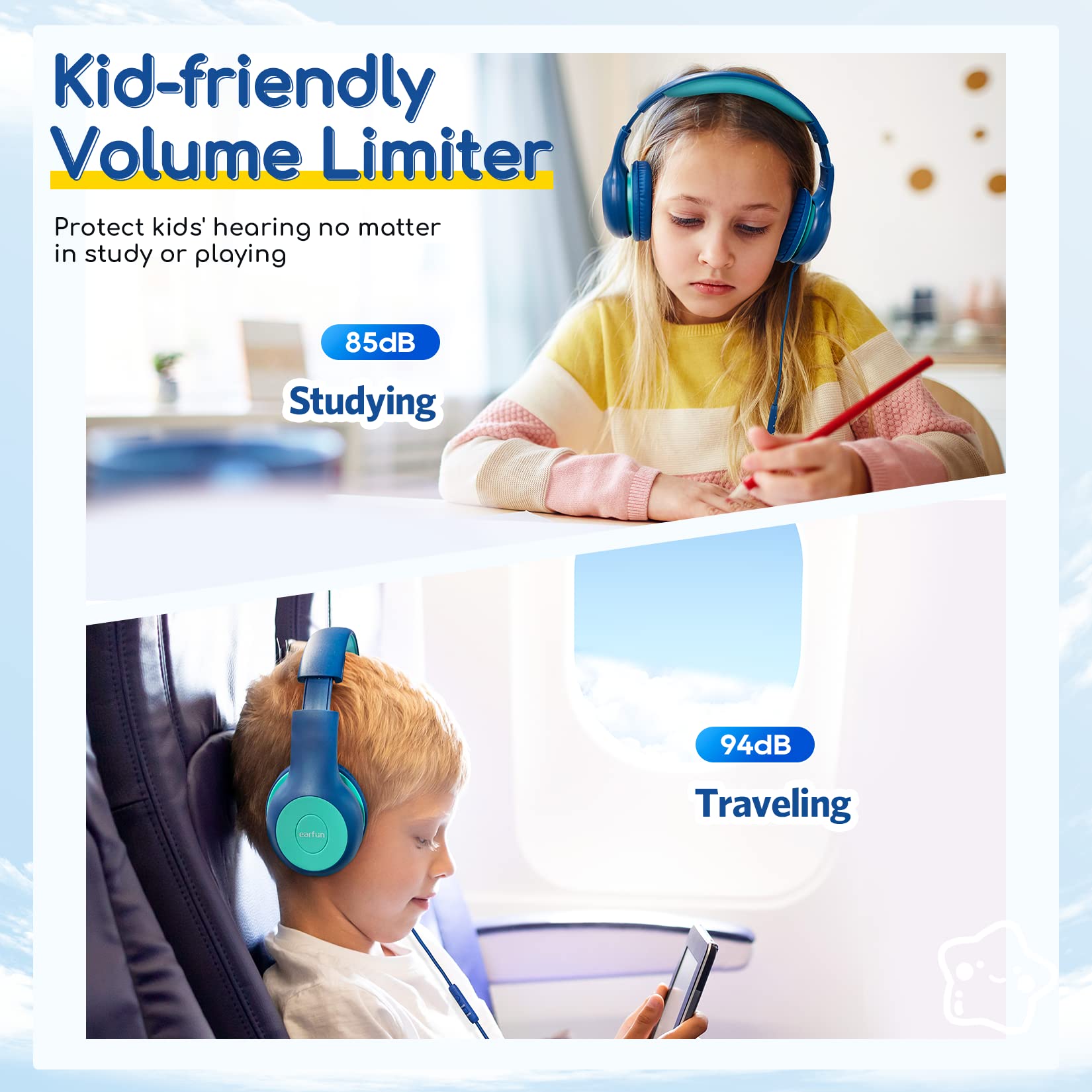 Foto 6 pulgar | Auriculares Earfun Kids K1 Con Cable Y Micrófono Con Volumen De 85/94 Db - Venta Internacional.
