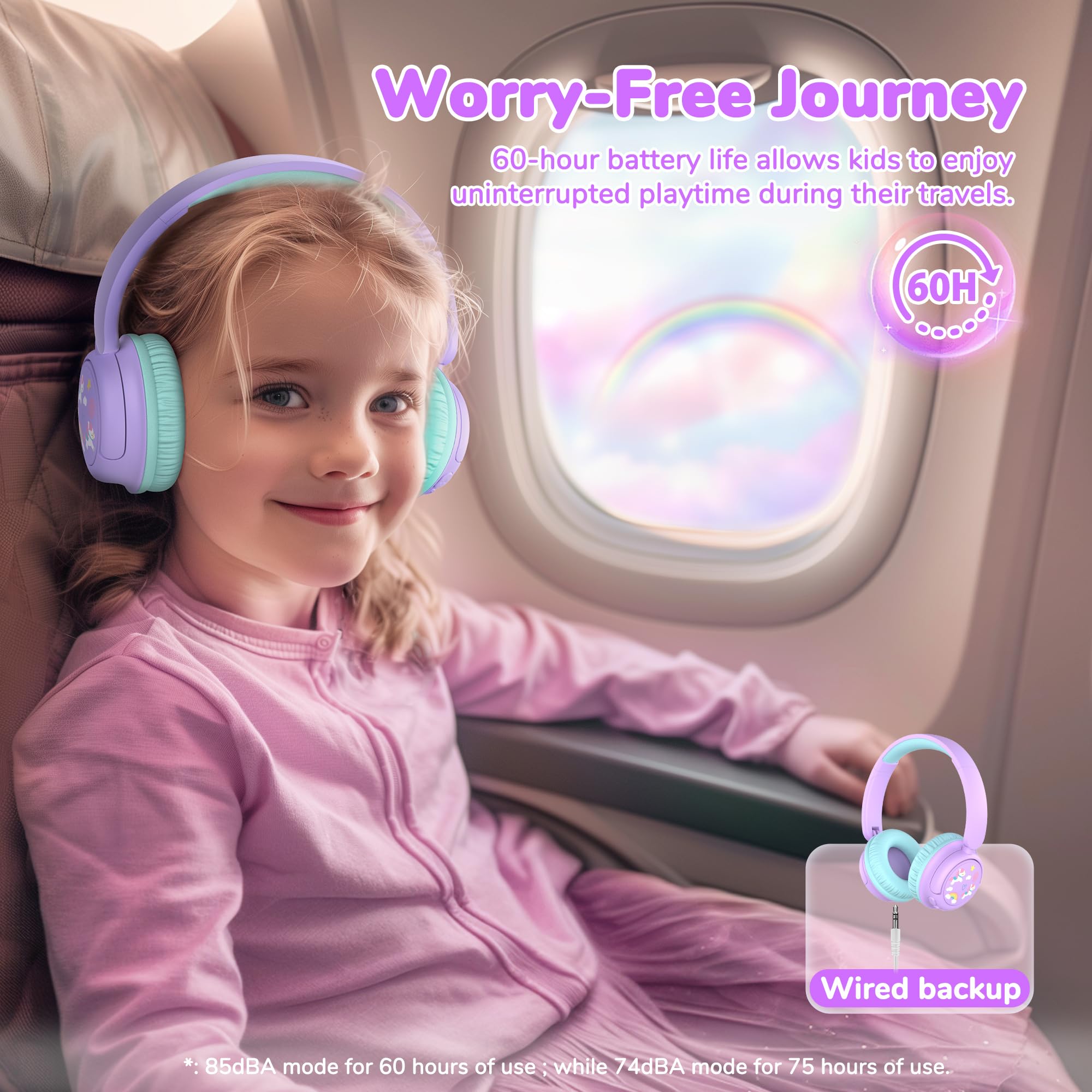Foto 4 pulgar | Auriculares Bluetooth Iclever Bth22 Para Niños, 60 Horas De Reproducción, Morado/verde - Venta Internacional.