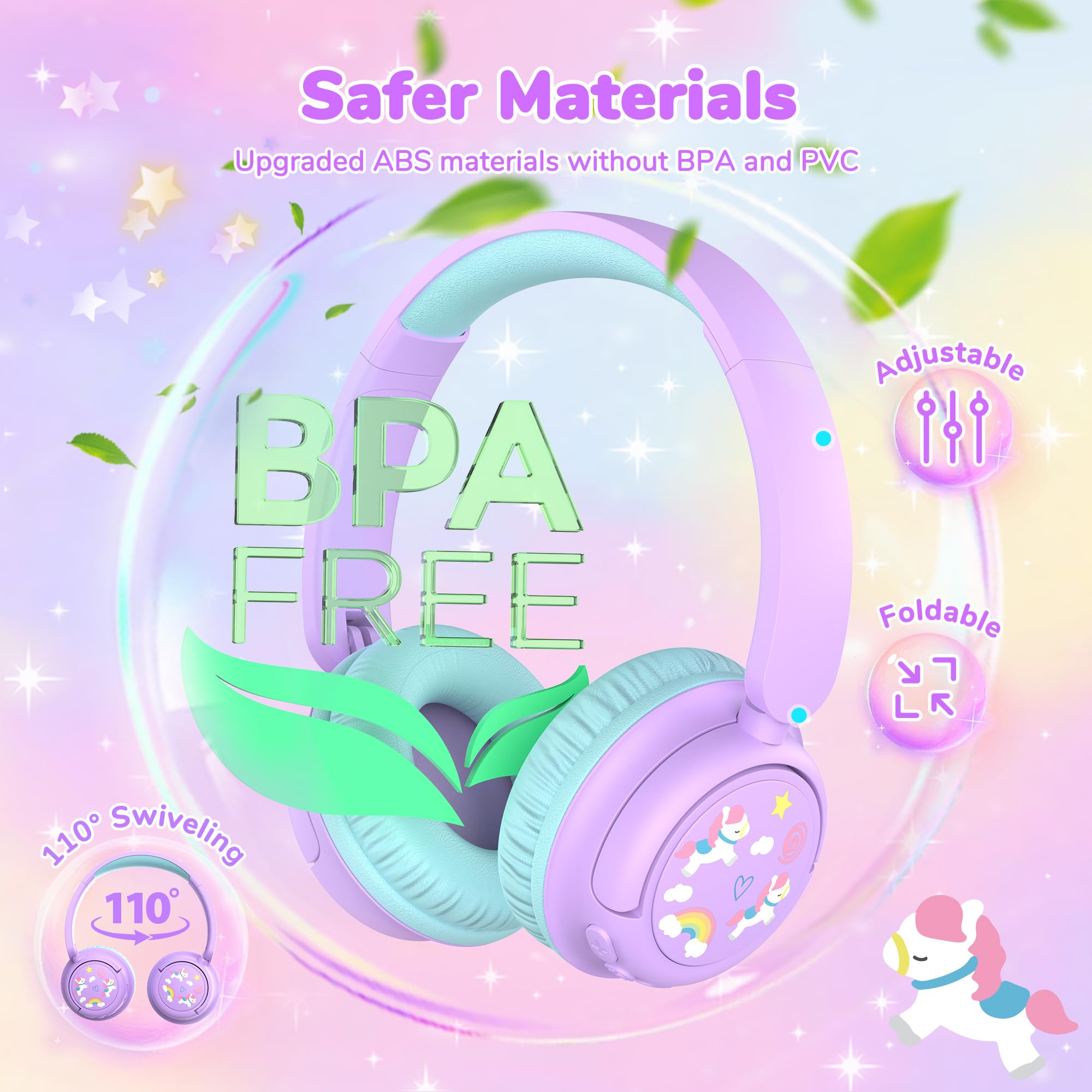 Foto 6 pulgar | Auriculares Bluetooth Iclever Bth22 Para Niños, 60 Horas De Reproducción, Morado/verde - Venta Internacional.