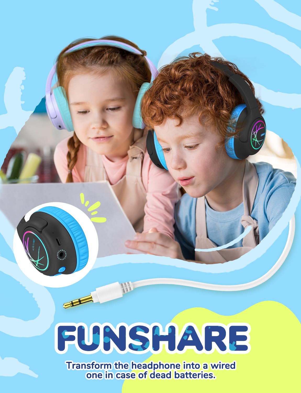 Foto 8 pulgar | Auriculares Bluetooth Iclever Bth18 Para Niños Con Luces Led 43h, Color Negro - Venta Internacional.