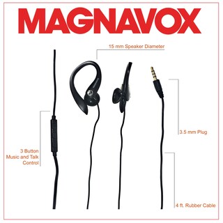 Foto 3 | Auriculares Earhook Magnavox Mhp4854-bk Con Micrófono Negros - Venta Internacional.