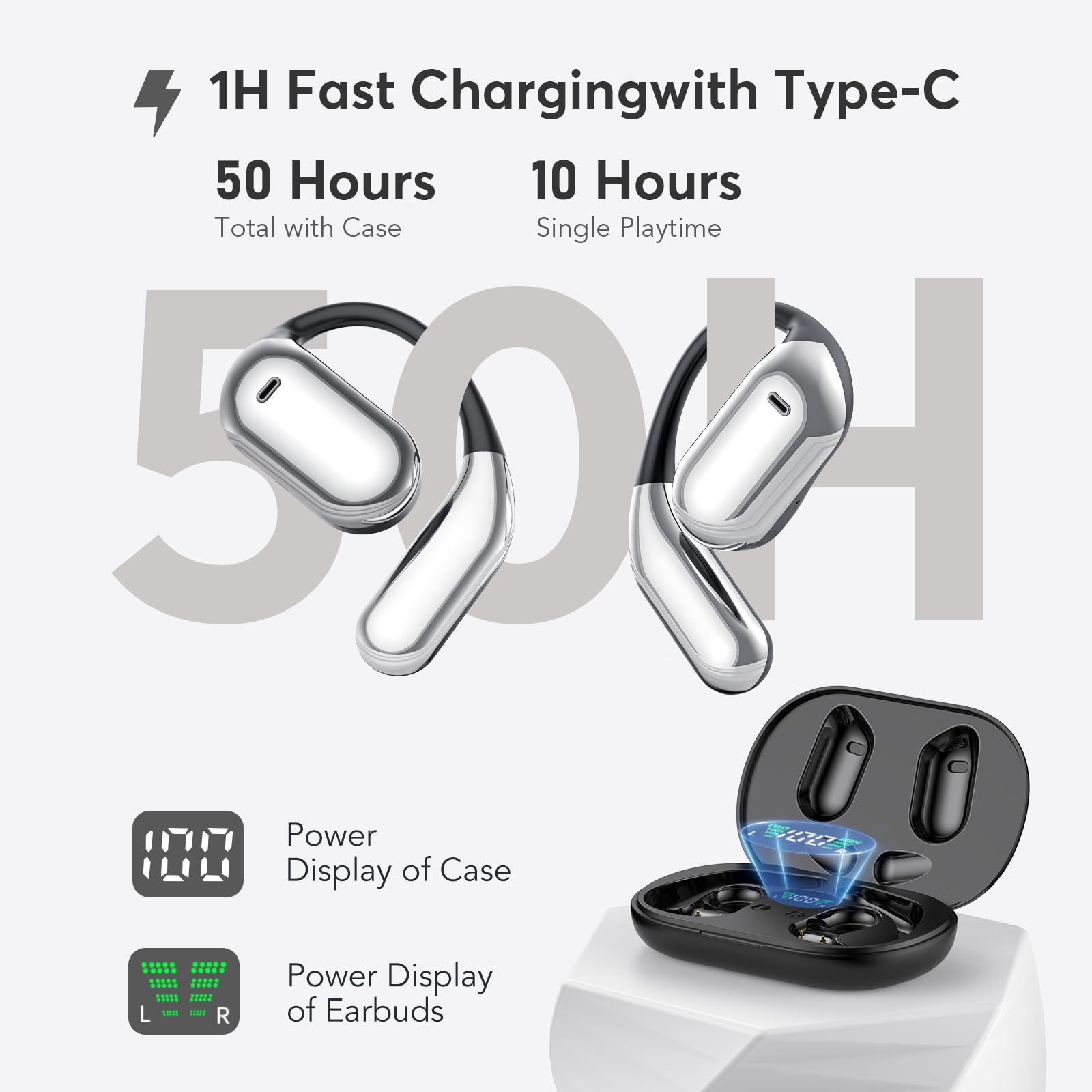 Foto 7 pulgar | Auriculares Inalámbricos Euqq Open Ear Bluetooth 5.4 50 Horas De Reproducción - Venta Internacional.