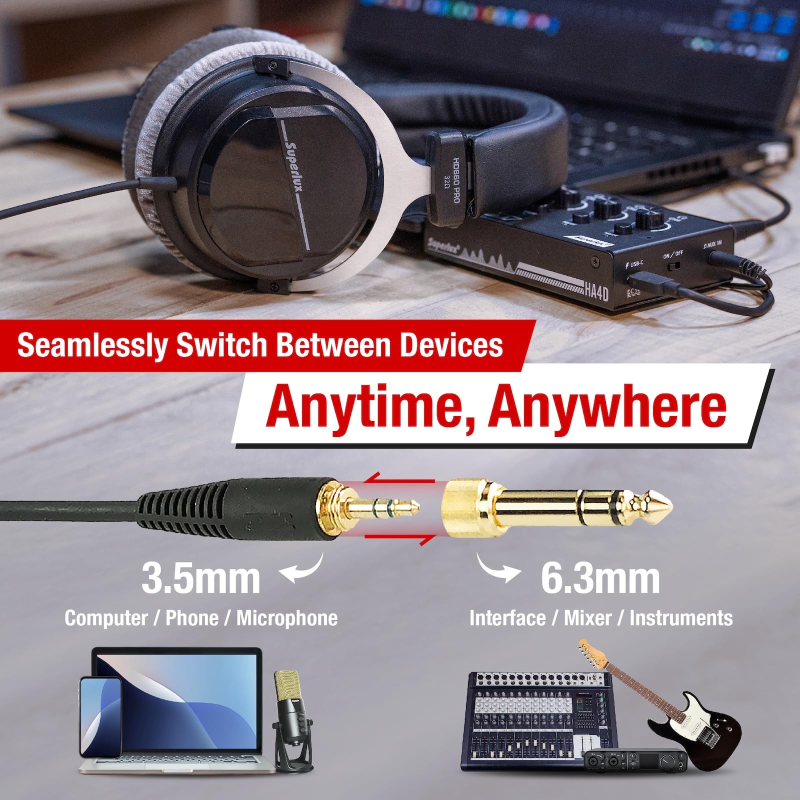 Foto 7 pulgar | Auriculares Superlux Hd 660pro, 32 Ohmios, Grabación De Estudio Con Cable - Venta Internacional.