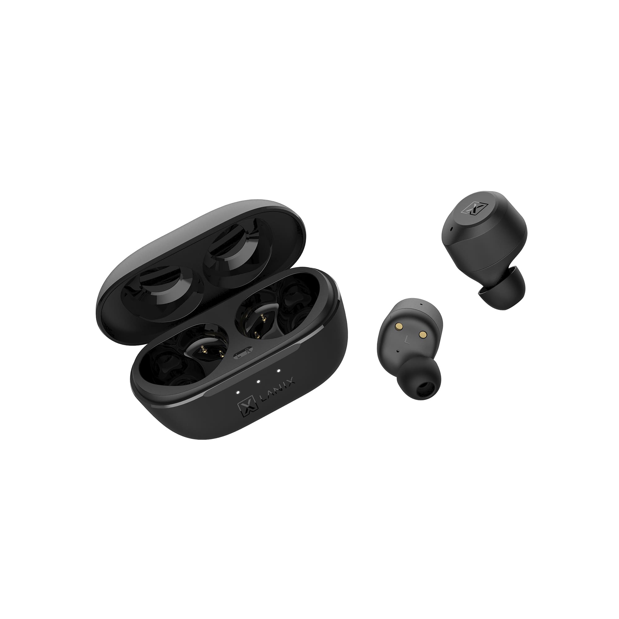 Audífonos Bluetooth Tws Lanix Lxw1 color Negro Anc Touch con Estuche de Carga