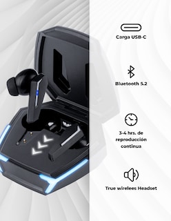 Foto 2 | Audífonos Bluetooth Gamer Sensor Touch Luz Rgb Manos Libres 2.5 Horas de Uso Genérica color Negro