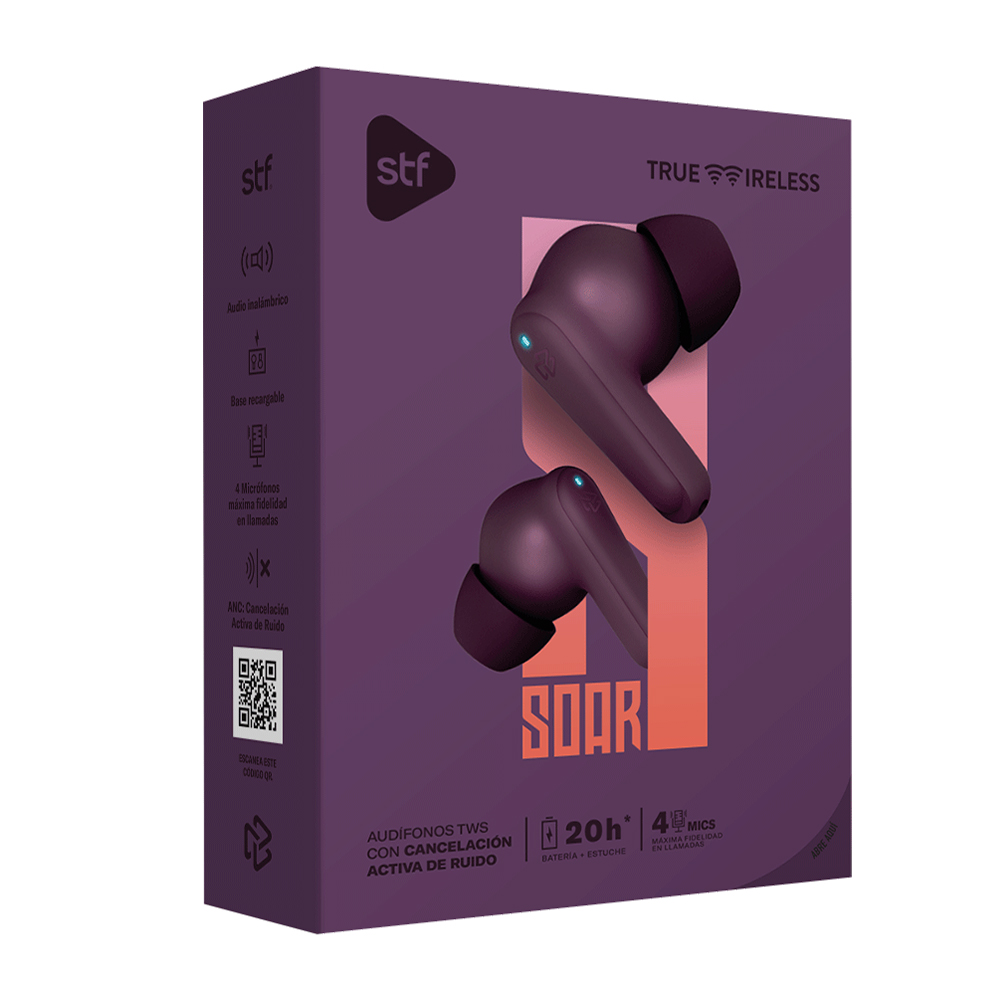 Foto 5 pulgar | Audífonos Tws Stf Soar Anc color Morado