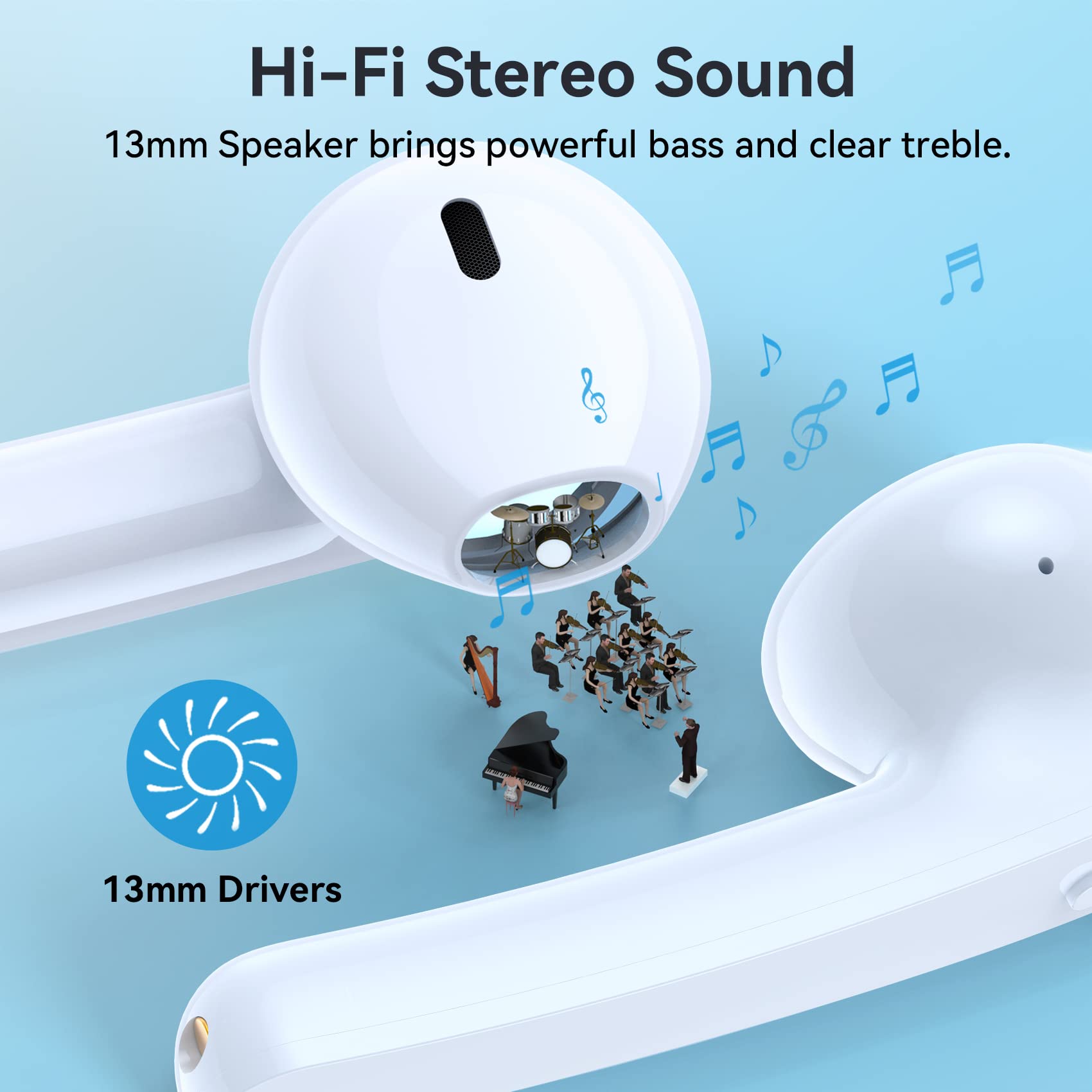 Foto 3 | Audífonos True Wireless Kesieme Blancos con Bluetooth-Venta Internacional