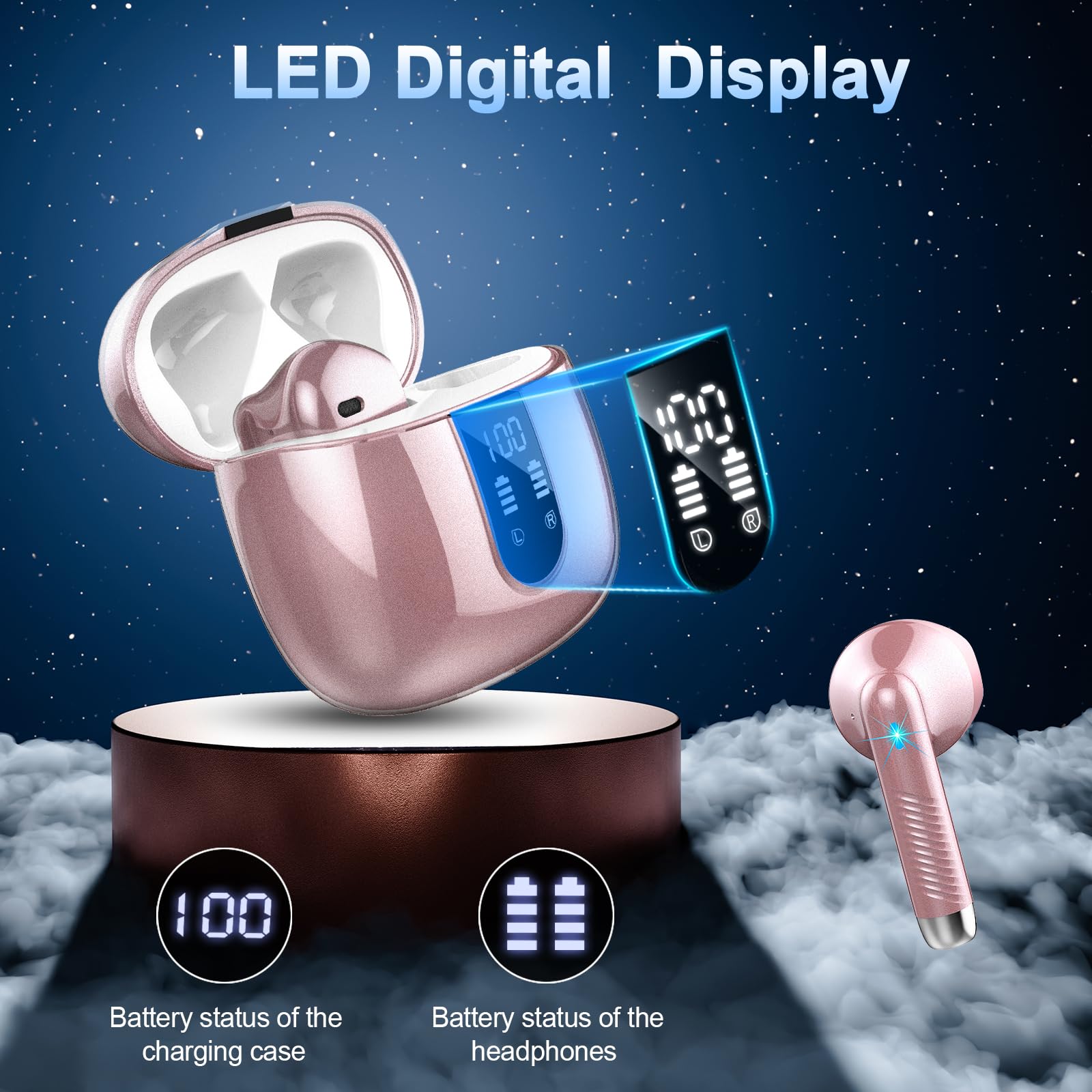 Foto 3 pulgar | Audífonos True Wireless Wasart Rosas con Bluetooth-Venta Internacional