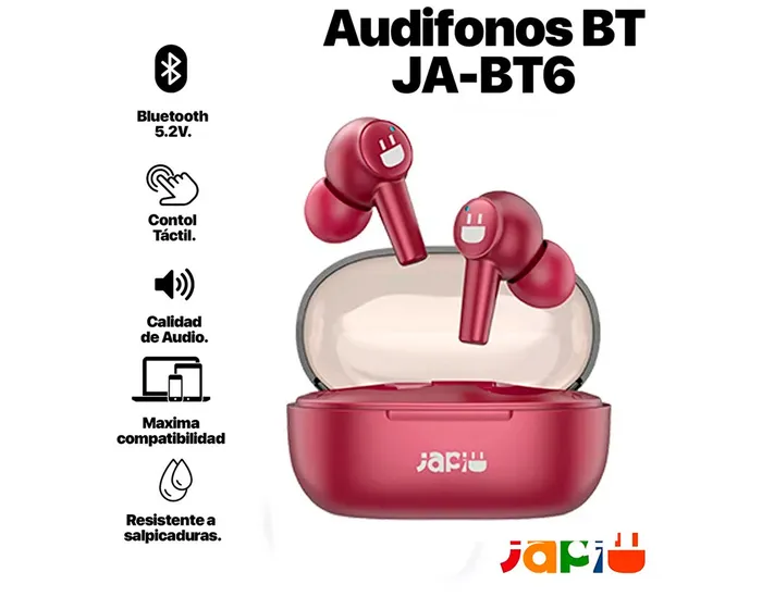 Foto 2 pulgar | Japi Audífonos Inalámbricos Bluetooth Ja-bt6 Color Rojo