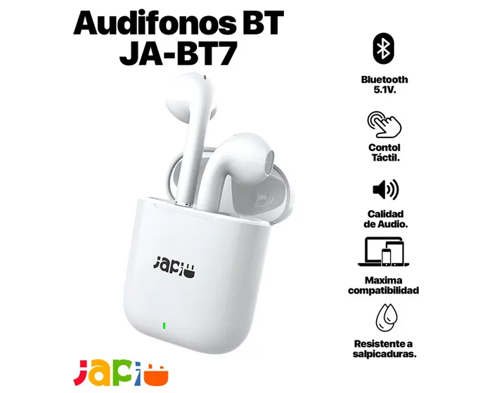 Japi Audífonos Inalámbricos Bluetooth Ja-bt7 Color Blanco