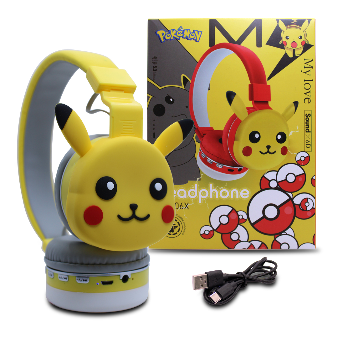 Foto 6 pulgar | Audífonos Diadema Pikachu Bluetooth Recargables