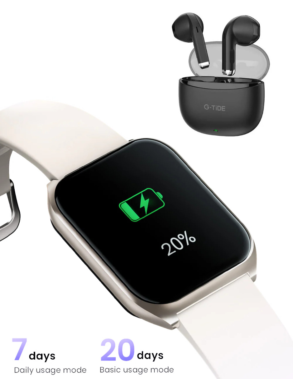 Foto 3 | Audífonos Gtide L21 Negros + Smartwatch Filwans Gts Mini Plateado
