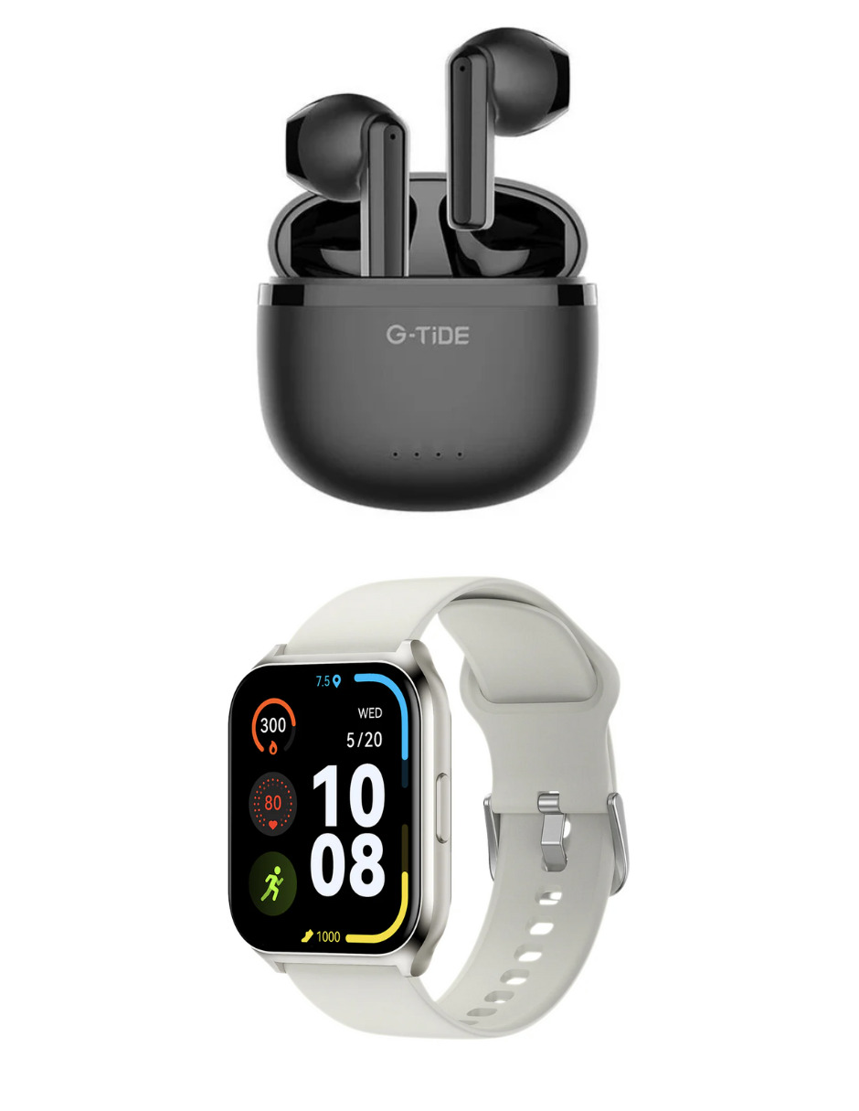 Foto 5 pulgar | Audífonos Gtide L21 Negros + Smartwatch Filwans Gts Mini Plateado