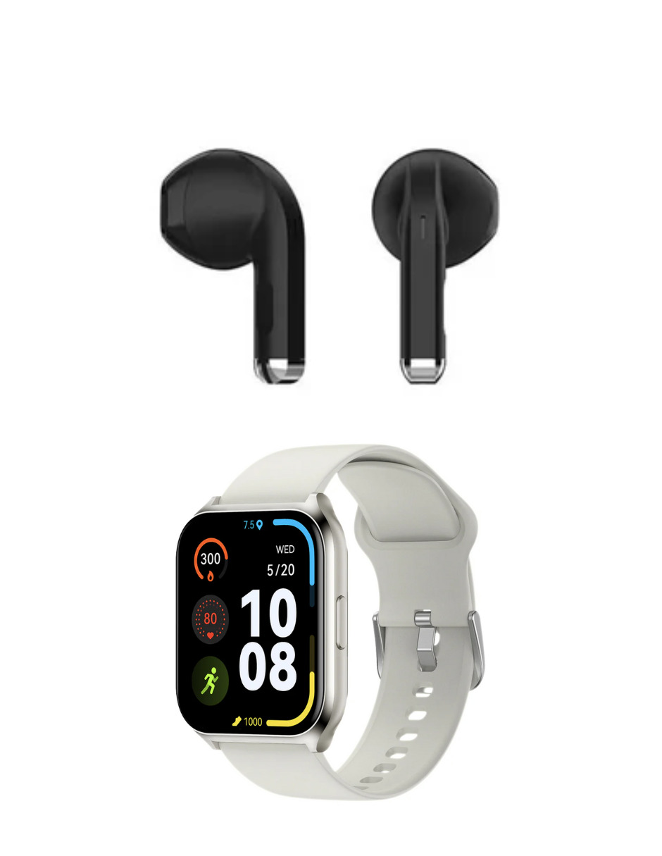 Foto 6 pulgar | Audífonos Gtide L21 Negros + Smartwatch Filwans Gts Mini Plateado