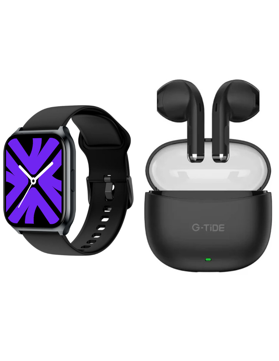 Foto 2 pulgar | Audífonos Gtide L21 Negros + Smartwatch Filwans Gts Mini Negro