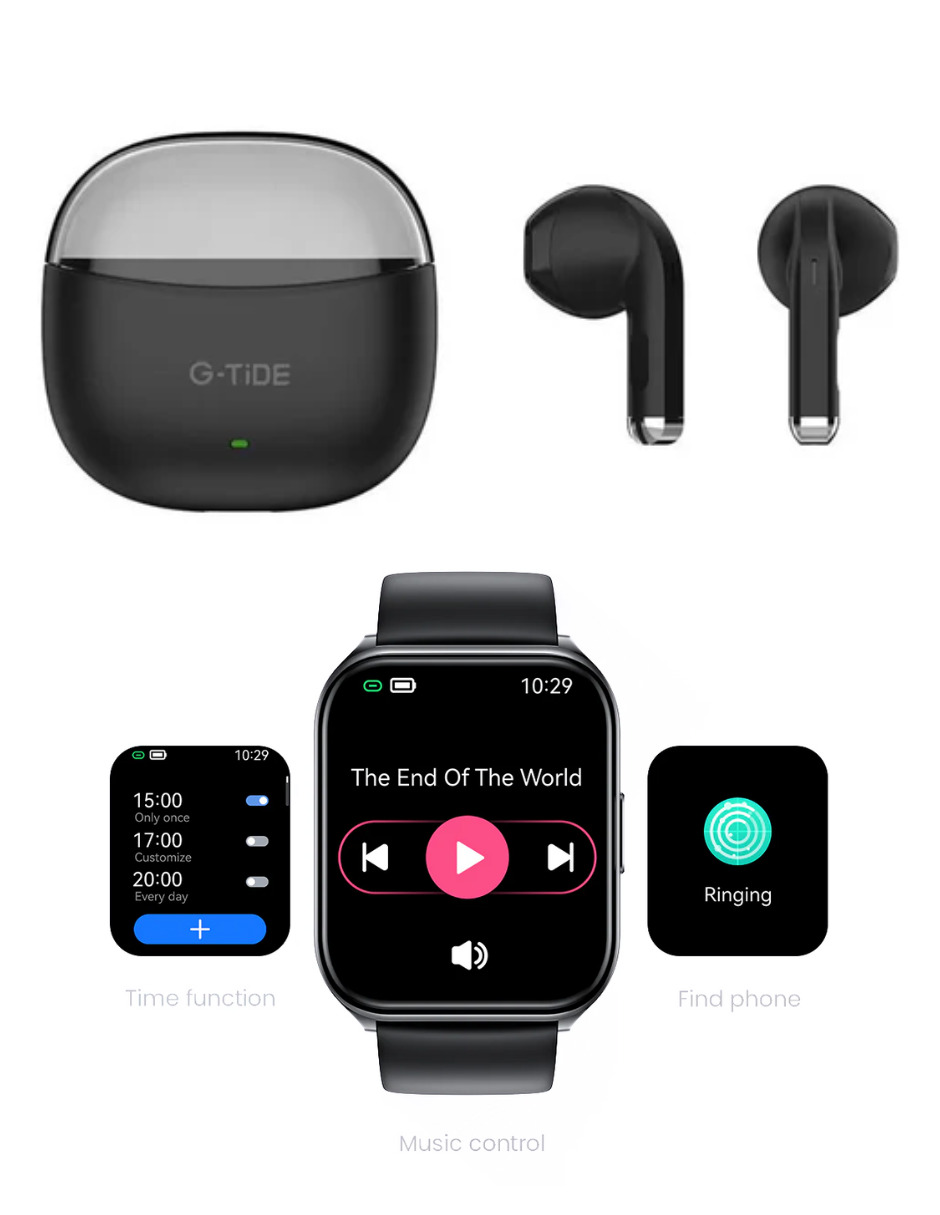 Foto 3 pulgar | Audífonos Gtide L21 Negros + Smartwatch Filwans Gts Mini Negro