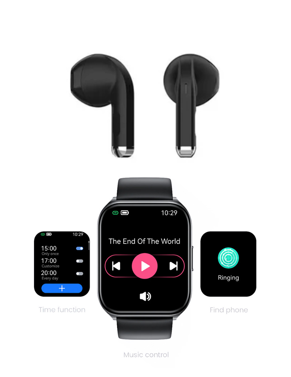 Foto 6 pulgar | Audífonos Gtide L21 Negros + Smartwatch Filwans Gts Mini Negro