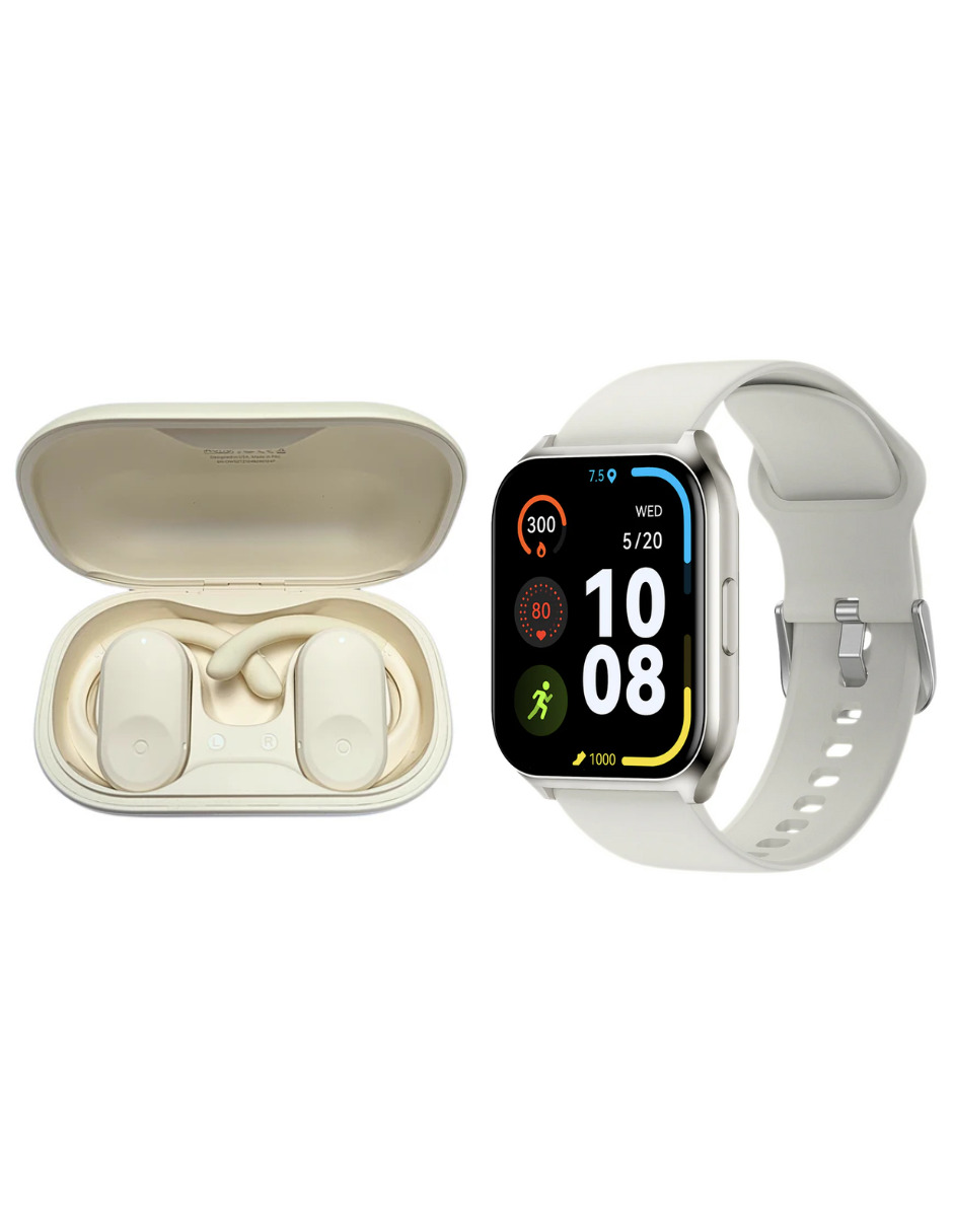 Foto 2 pulgar | Audífonos Ows 2 G-tide Beige Incluye X1 Smartwatch Filwans Gts Mini Plateado