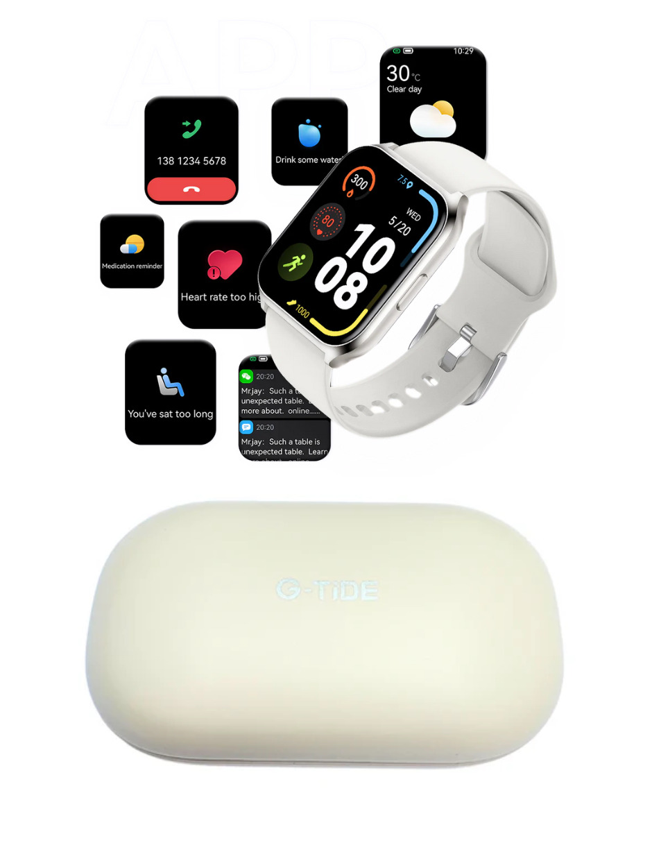 Foto 3 pulgar | Audífonos Ows 2 G-tide Beige Incluye X1 Smartwatch Filwans Gts Mini Plateado