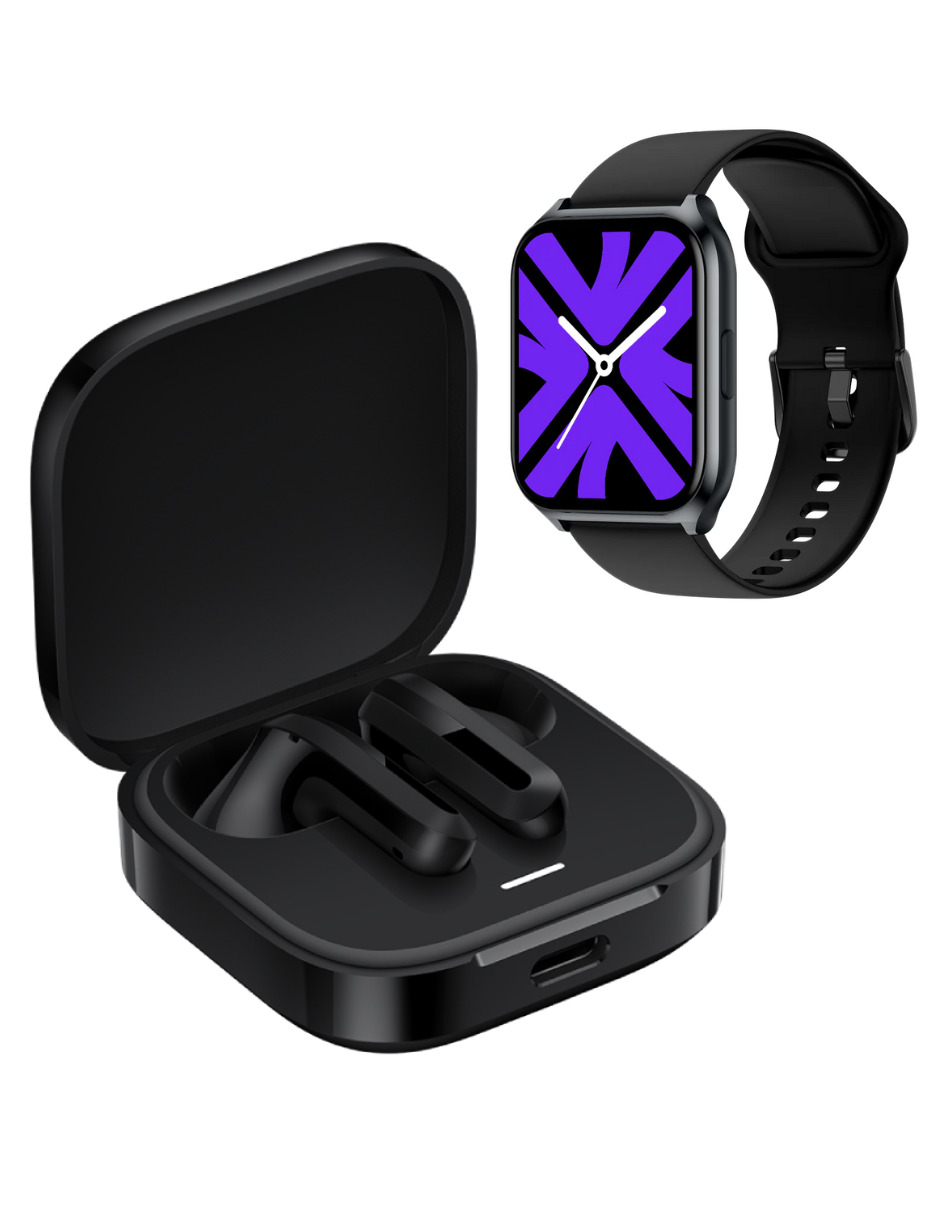 Foto 4 pulgar | Audífonos Redmi Bunds 6 Active Xiaomi Negros Incluye X1 Smartwatch Qcy Gt2 Negro