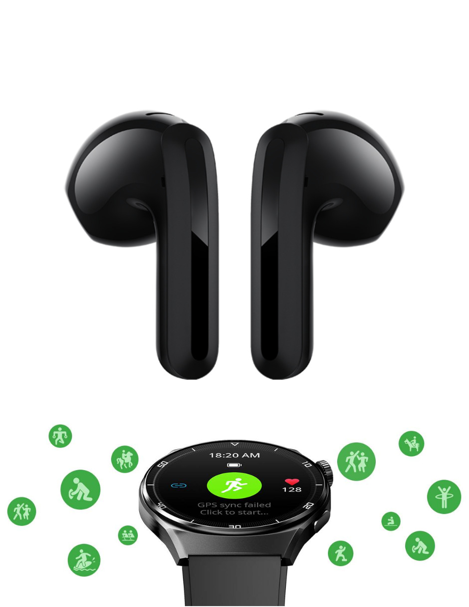 Foto 5 pulgar | Audífonos Redmi Bunds 6 Active Xiaomi Negros Incluye X1 Smartwatch Qcy Gt2 Negro