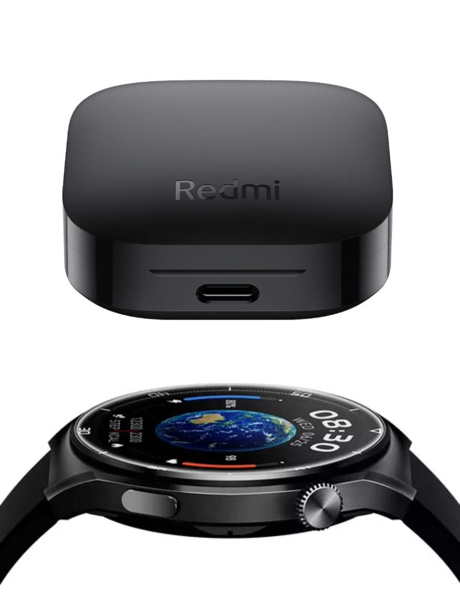 Foto 6 pulgar | Audífonos Redmi Bunds 6 Active Xiaomi Negros Incluye X1 Smartwatch Qcy Gt2 Negro