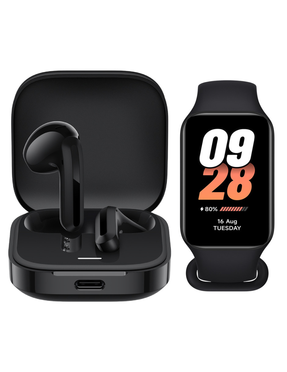 Foto 2 pulgar | Audífonos Redmi Bunds 6 Active Xiaomi Negros Incluye X1 Smartband Xiaomi Smart Band 8 Active Negro