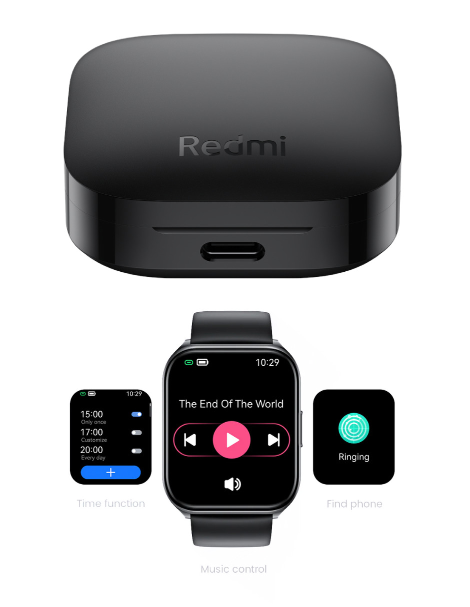 Foto 5 pulgar | Bundle Xiaomi Redmi Buds 6 Active y Smartwatch Filwans GTS Mini Negro