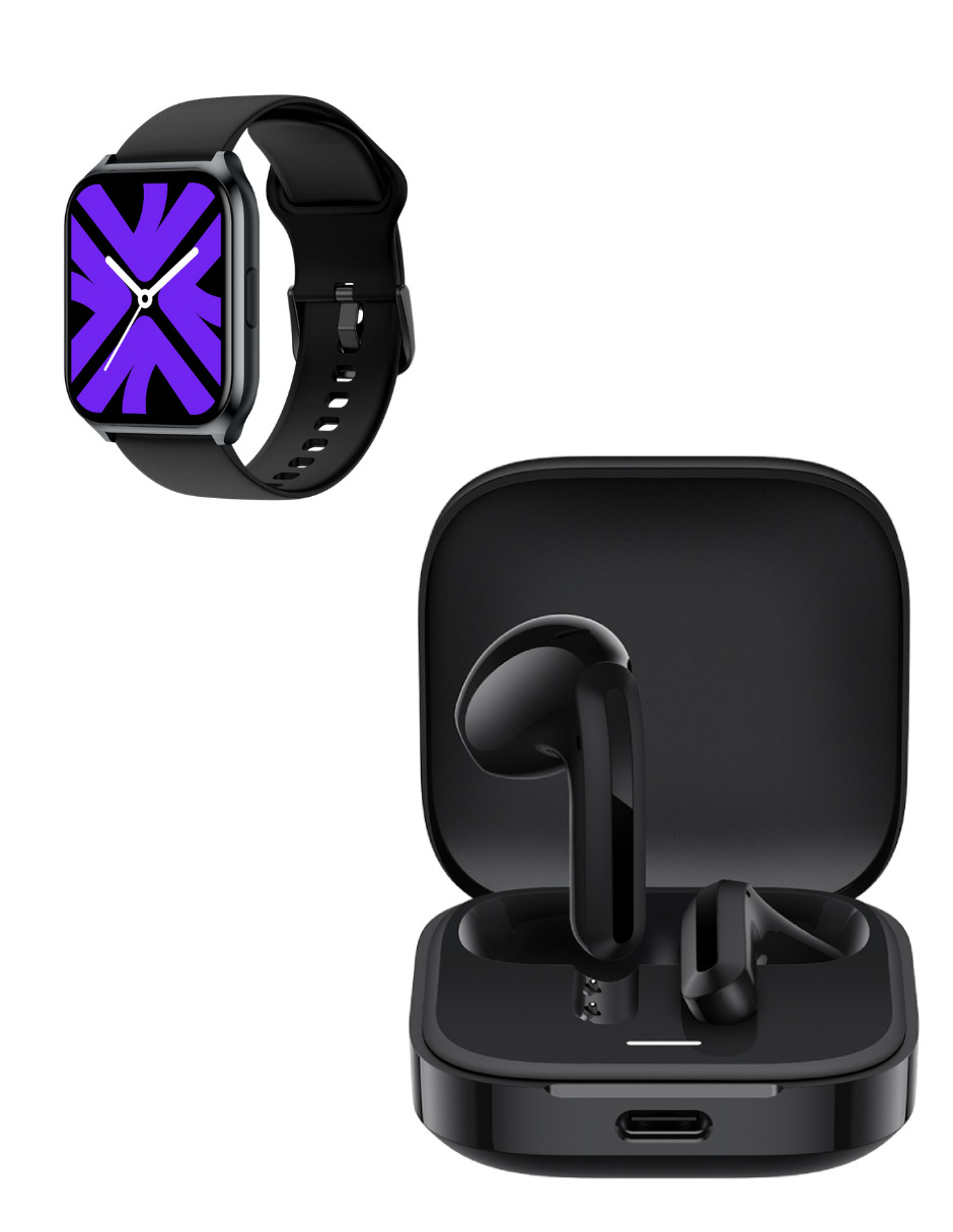 Foto 6 pulgar | Bundle Xiaomi Redmi Buds 6 Active y Smartwatch Filwans GTS Mini Negro