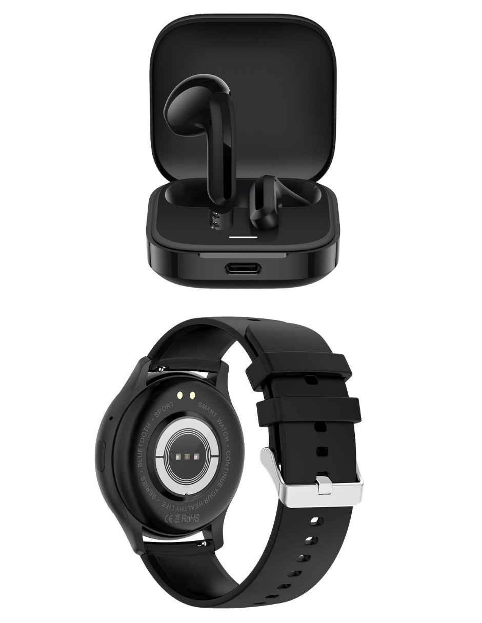 Foto 4 pulgar | Bundle Xiaomi Redmi Buds 6 Active y Smartwatch G-Tide R5 Negros