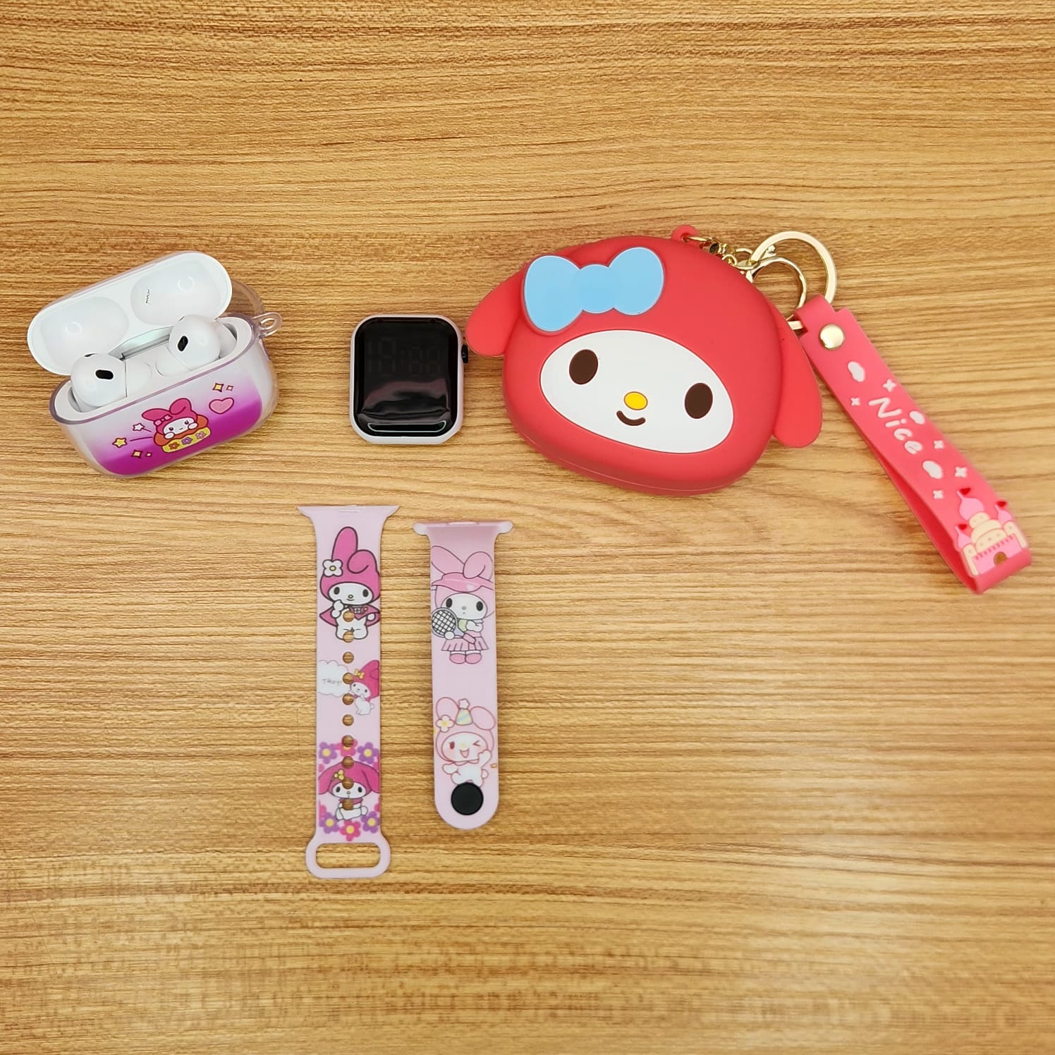 Foto 4 pulgar | Set My Melody -audifonos Con Funda, Llavero Y Reloj Para Niños