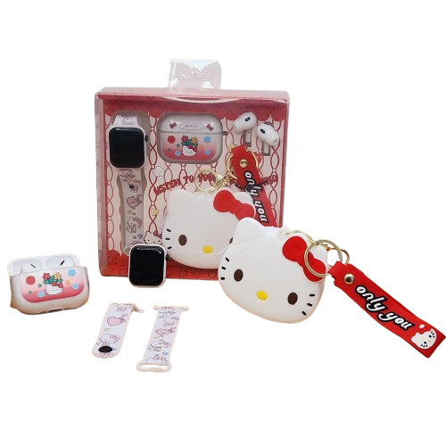 Foto 2 pulgar | Set Hello Kitty -audifonos Con Funda, Llavero Y Reloj Para Niños