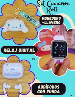Foto 2 | Set Cinnamon Roll -audifonos Con Funda, Llavero Y Reloj Para Niños