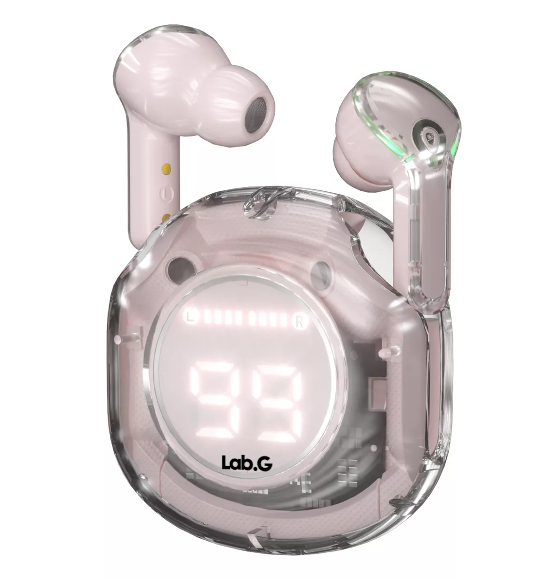 Audifonos Bluetooth Lab.g Con Luz Rgb Para Iphone Android Rosa Transparente