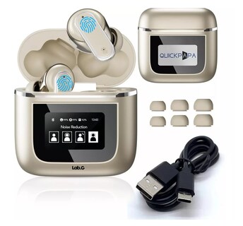 Foto 3 | Audífonos Smart Lab.g Pantalla Anc Bluetooth 5.4 Tws Auriculares Plateado