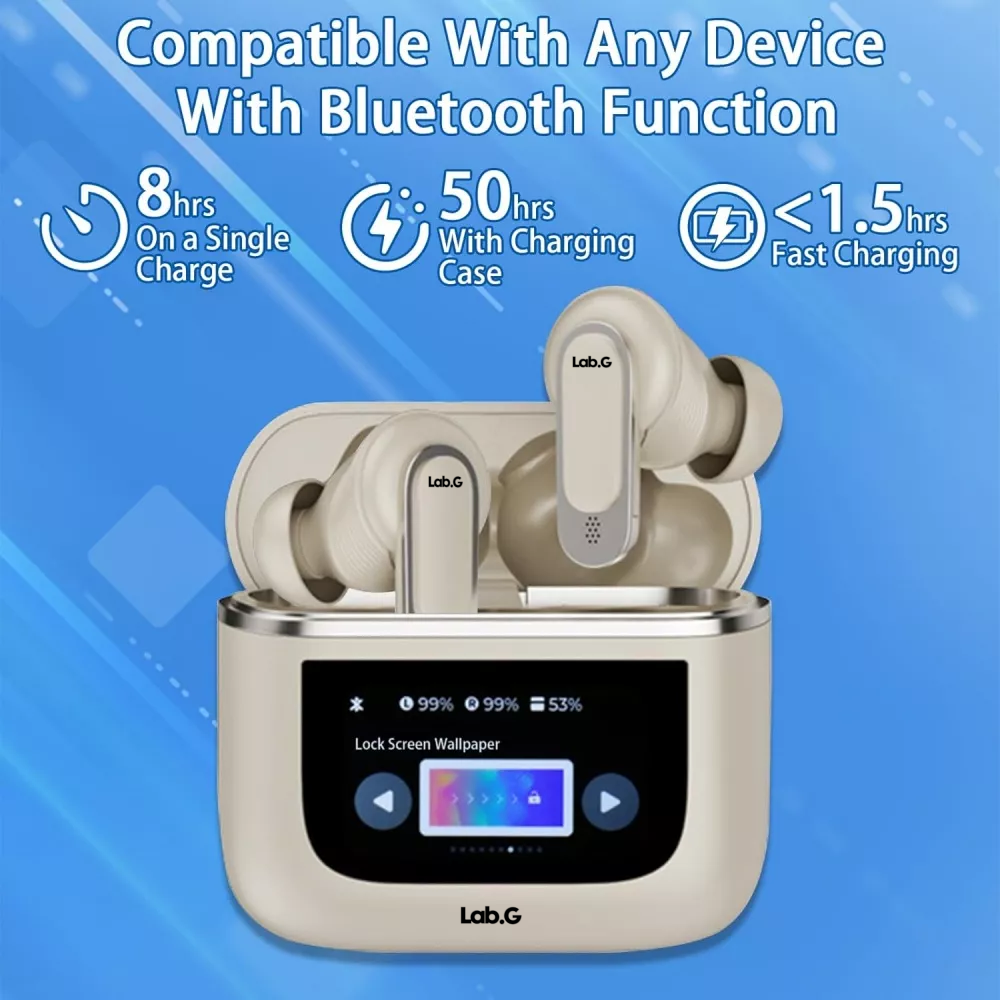 Foto 5 pulgar | Audífonos Smart Lab.g Pantalla Anc Bluetooth 5.4 Tws Auriculares Plateado