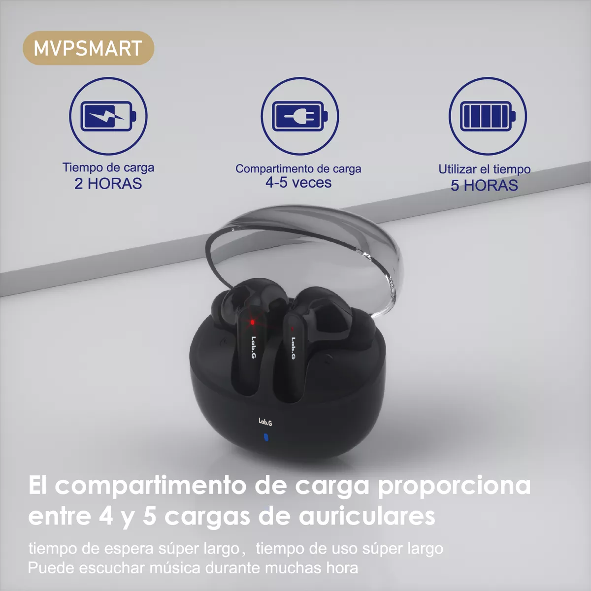 Foto 3 pulgar | Audifonos Bluetooth 5.3 Lab.g Compatible Android Negro