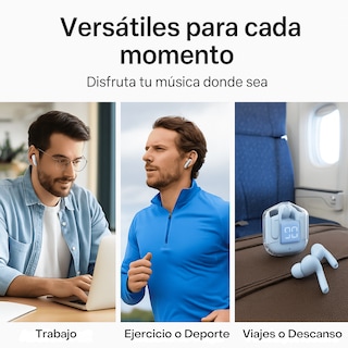Foto 7 | Audífonos Inalámbricos Bluetooth Pro Azul Claro con Cancelación de Ruido, Sonido HD y Estuche de Carga