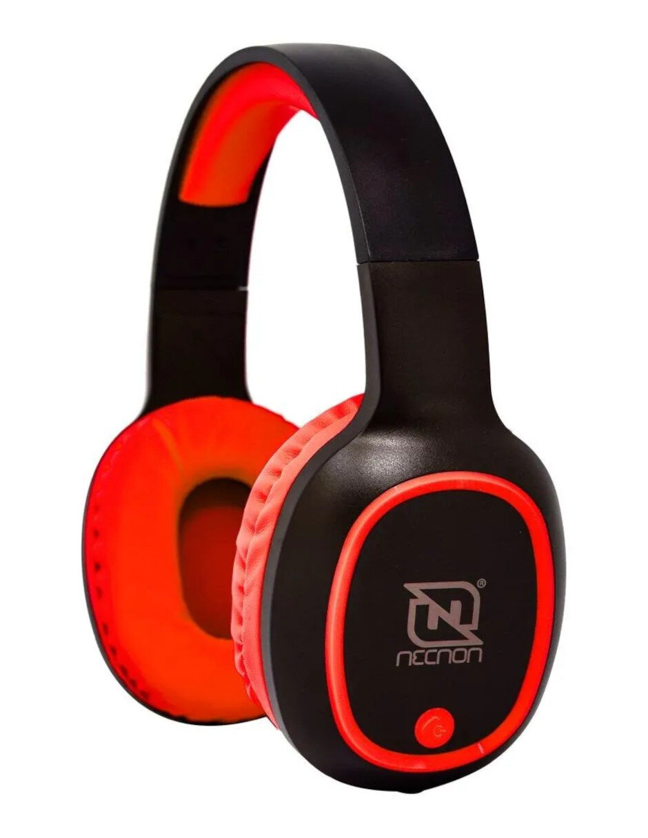 Audífonos Manos Libres Bluetooth Recargable Radio Fm Necnon Nbh-04 Pro color Rojo