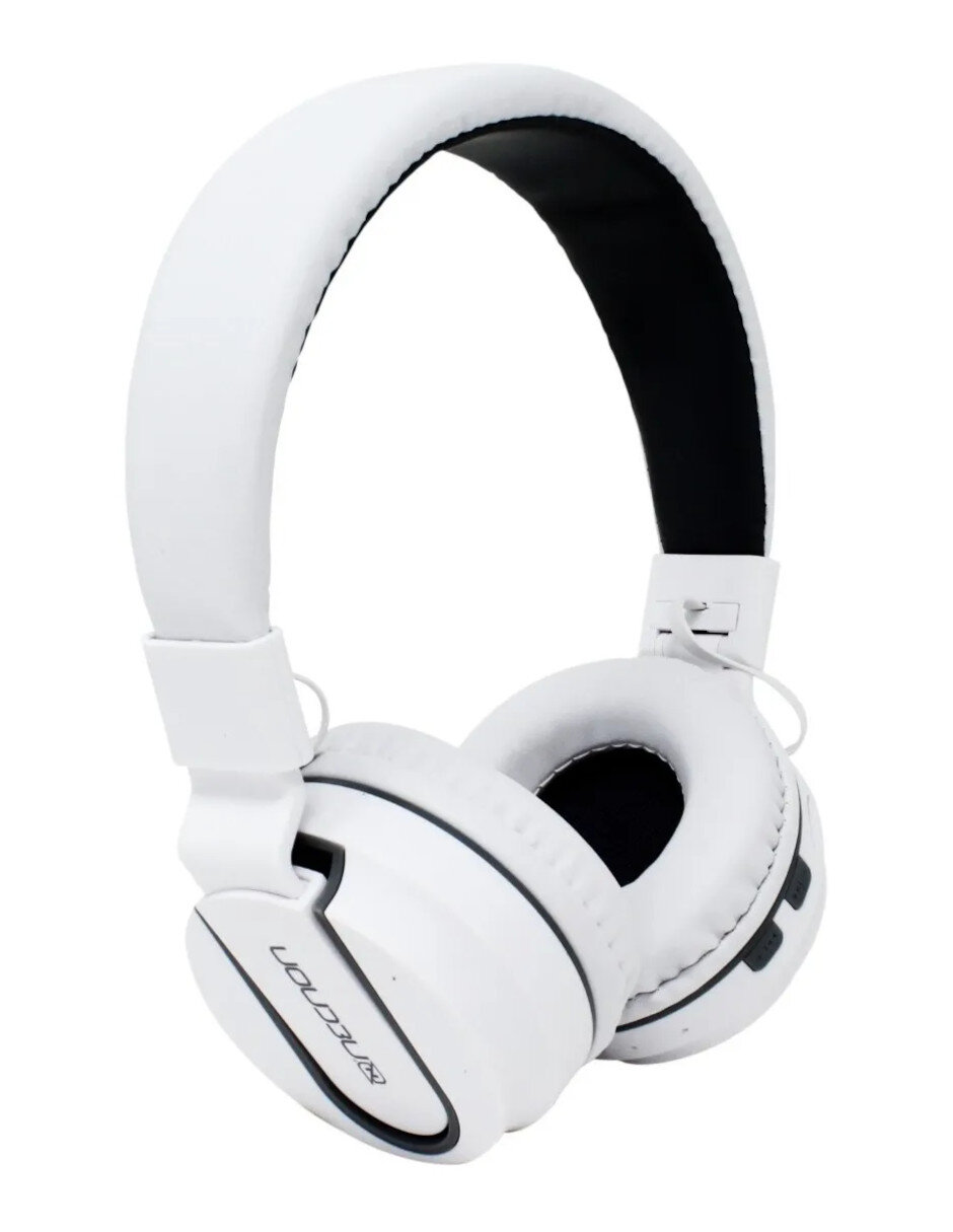 Audífonos Manos Libres Bluetooth Recargable Radio Fm Necnon Nbh-05r color Blanco