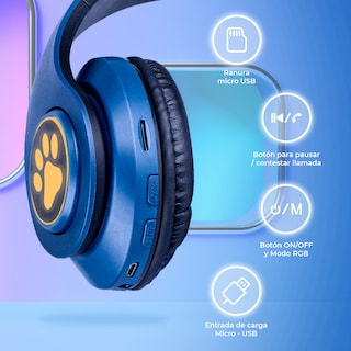 Foto 2 | Audífonos Inalámbricos Genéricos Bluetooth V5.0 con Sonido Estéreo - Diseño Kawaii Orejas de Gato color Azul