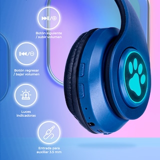 Foto 3 | Audífonos Inalámbricos Genéricos Bluetooth V5.0 con Sonido Estéreo - Diseño Kawaii Orejas de Gato color Azul