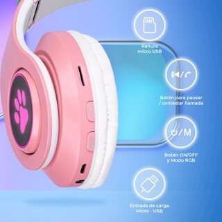 Foto 2 | Audífonos Inalámbricos Genéricos Bluetooth V5.0 con Sonido Estéreo - Diseño Kawaii Orejas de Gato color Rosa