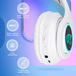 Foto 3 | Audífonos Inalámbricos Genéricos Bluetooth V5.0 con Sonido Estéreo - Diseño Kawaii de Unicornio color Blanco