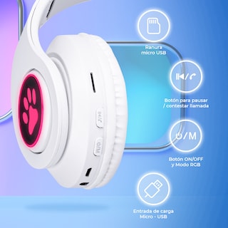 Foto 2 | Audífonos Inalámbricos Genéricos Bluetooth V5.0 con Sonido Estéreo - Diseño Kawaii Orejas de Gato color Blanco