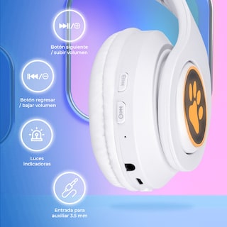 Foto 3 | Audífonos Inalámbricos Genéricos Bluetooth V5.0 con Sonido Estéreo - Diseño Kawaii Orejas de Gato color Blanco