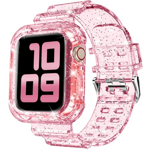 Foto 2 pulgar | Venta Internacional - Dabaoza Compatible Para Clear Apple Watch Band 41mm 40 Mm 38 Mm Con Estuche, Girl Girl Glit