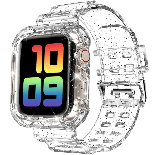 Venta Internacional - Dabaoza Compatible Para Clear Apple Watch Band 45 Mm 44 Mm 42 Mm Con Estuche, Correa De Cri