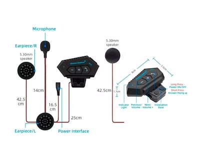 Foto 4 | Audífonos Bluetooth 5.0 Edr Para Casco Con Micrófono