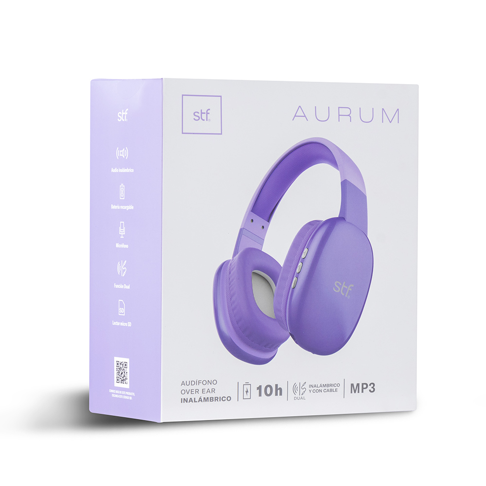 Foto 6 pulgar | Audífono Inalámbricos Over Ear Aurum Stf color Morado
